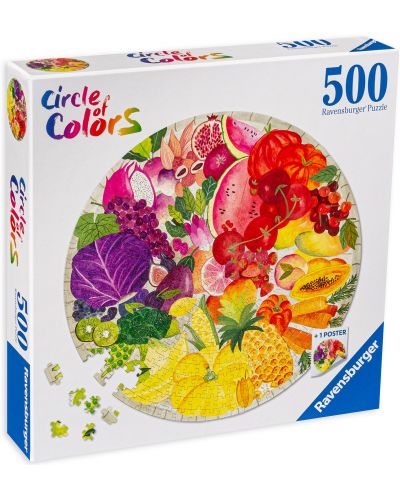 Puzzle rotund de 500 de piese Ravensburger - Fructe si legume - 1