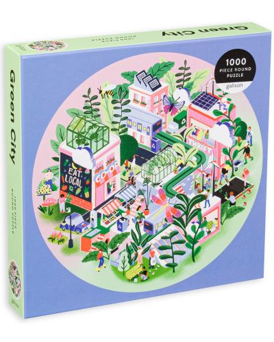 Puzzle rotund Galison din 1000 de piese - Orașul verde - 1