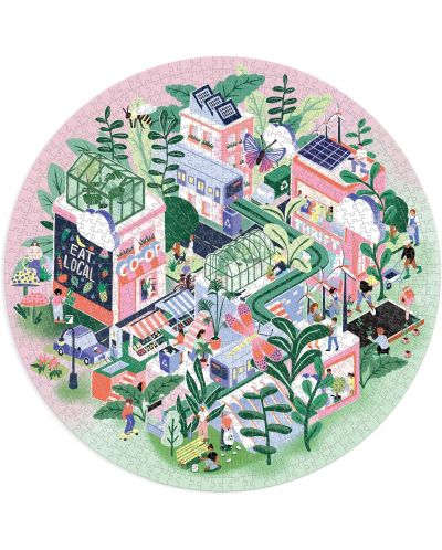 Puzzle rotund Galison din 1000 de piese - Orașul verde - 2