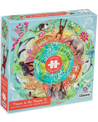 Puzzle rotund de 500 de piese Gibsons - Planeta Pamant si animale - 1