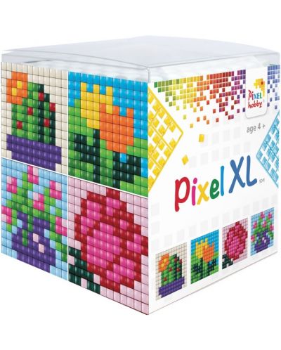 Set creativ cu pixeli Pixelhobby - XL, Cub, flori - 1