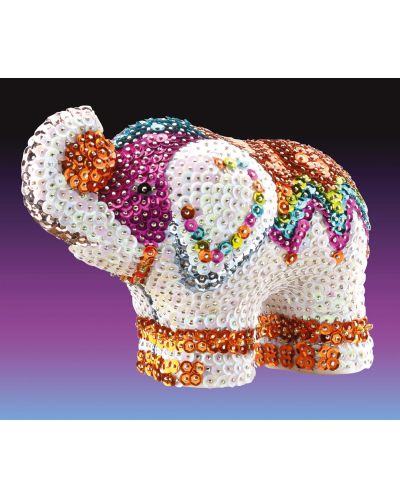 Set creativ KSG Crafts Sequin Art - figurina 3D din paiete, Elefant - 1