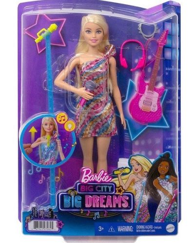 Papusa Mattel Barbie Big City - Barbie Malibu, cu rochie colorata si accesorii - 1