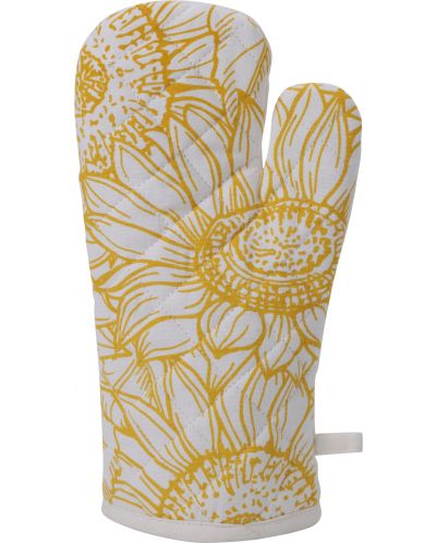 H&S mănușă de bucătărie cu flori - 18 x 32 cm, bumbac, galbenă - 1