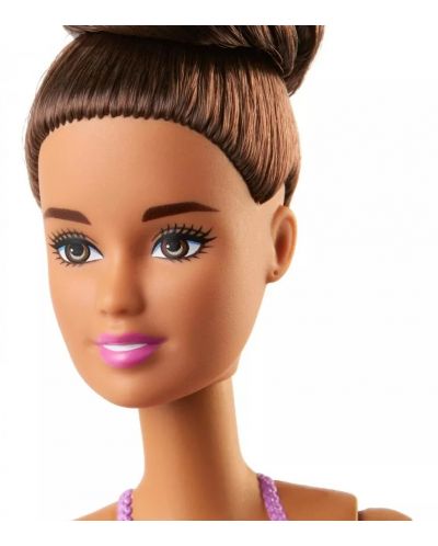 Papusa Mattel Barbie -Balerina, cu parul castaniu si rochie mov - 4