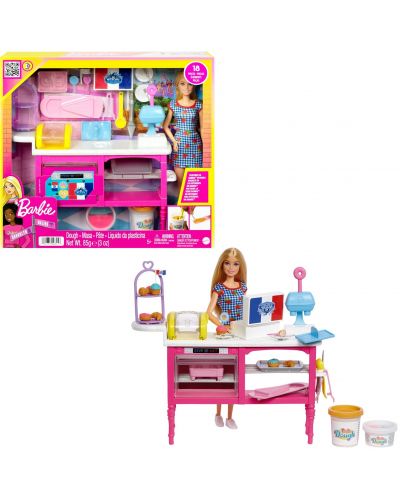 Set de jucărie Barbie - Păpușă și cafenea - 1