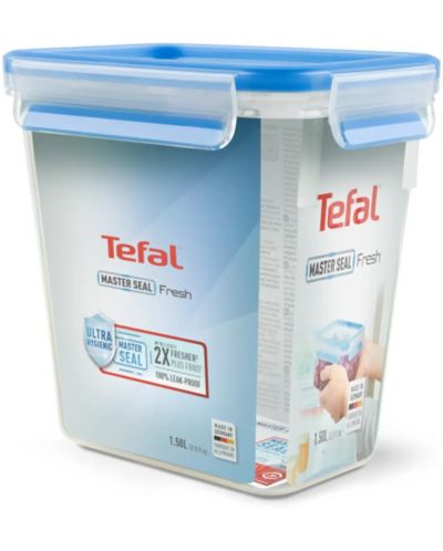 Cutie pentru alimente Tefal - Clip & Close, K3021912, 1,6 L, albastru - 2