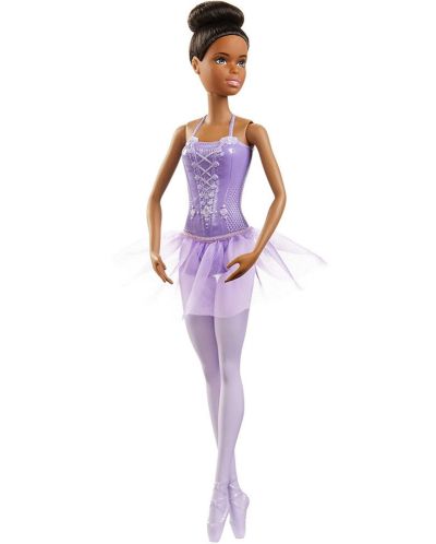 Papusa Mattel Barbie - Balerina, cu par negru si rochie mov - 3