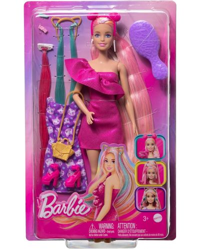 Păpușă Barbie  Fun & Fancy Hair - Cu păr lung vopsit și accesorii - 7