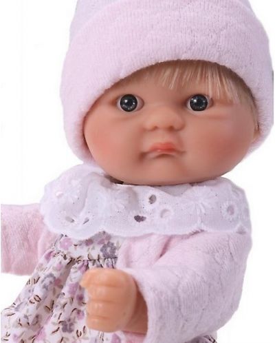 Papusa Asi - Baby Chikita, cu rochie inflorata si cardigan roz - 2