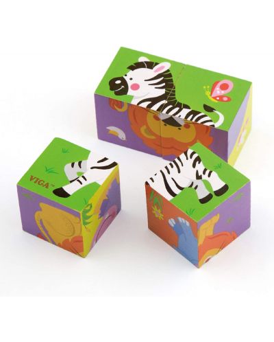 Cuburi Viga - Animale sălbatice, 4 bucăți - 2