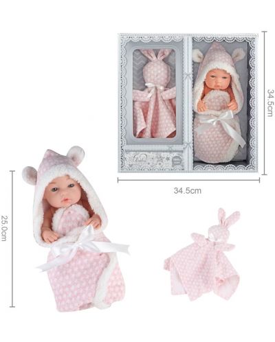 Păpușă Raya Toys Baby So Lovely - Nou-născut cu jucărie, 25 cm, roz - 3