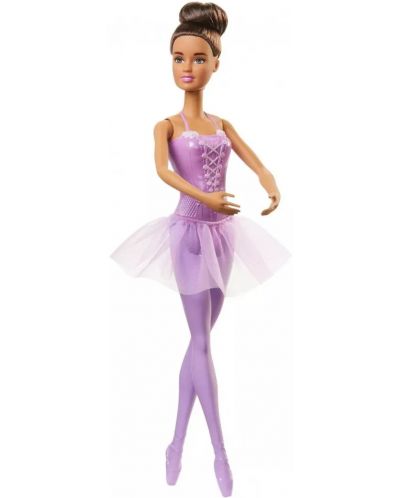 Papusa Mattel Barbie -Balerina, cu parul castaniu si rochie mov - 3
