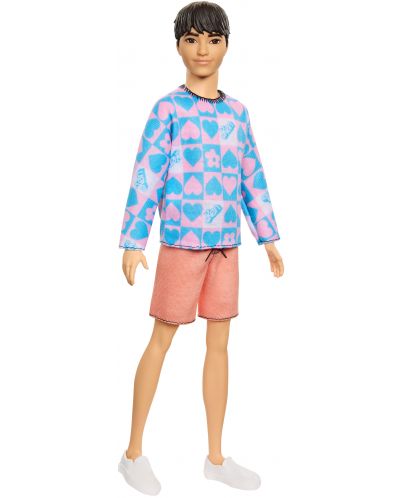 Păpușă Barbie  Fashionistas - 219, Ken, cu o bluză cu inimioare - 4