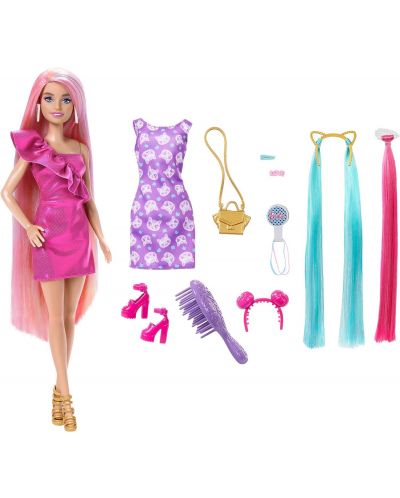 Păpușă Barbie  Fun & Fancy Hair - Cu păr lung vopsit și accesorii - 3