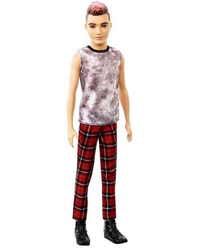 Papusa Mattel Barbie Fashionistas - Ken, cu pantaloni in carouri si maiou - 1