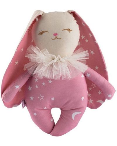 Păpușă textilă Asi Dolls - Micul iepuraș Olivia, roz cu stele albe, 34 cm - 1