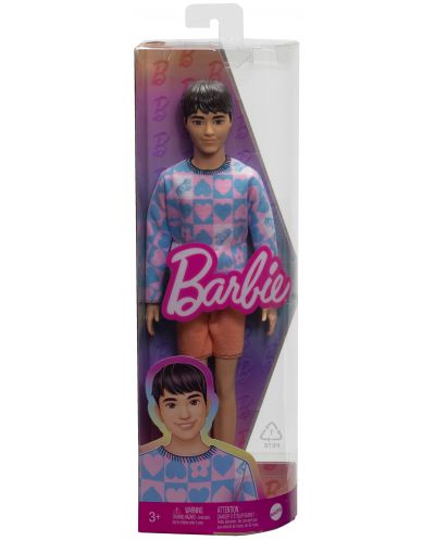 Păpușă Barbie  Fashionistas - 219, Ken, cu o bluză cu inimioare - 6