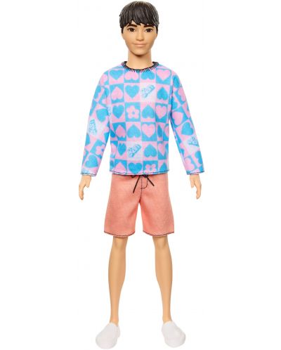 Păpușă Barbie  Fashionistas - 219, Ken, cu o bluză cu inimioare - 1