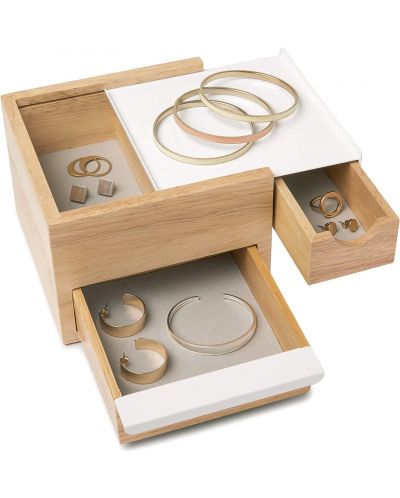 Cutie pentru bijuterii și accesorii Umbra - Mini Stowit, lemn natural - 1