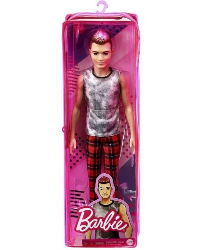 Papusa Mattel Barbie Fashionistas - Ken, cu pantaloni in carouri si maiou - 3