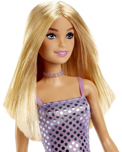 Păpușa Barbie - Cu rochie mov cu paiete - 2