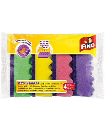 Bureți de bucătărie Fino - Wavy, 4 buc, multicolor - 1