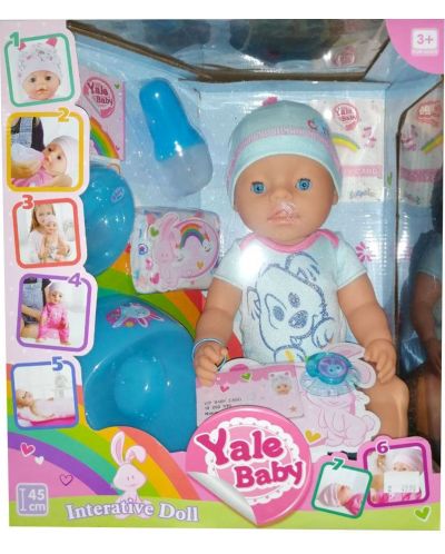 Raya Toys Baby Doll - 7 funcții și 10 accesorii, albastru - 2