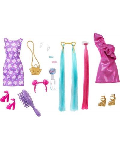 Păpușă Barbie  Fun & Fancy Hair - Cu păr lung vopsit și accesorii - 4