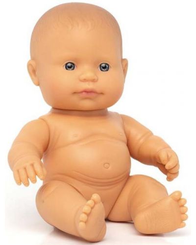 Păpuşă Miniland - Fetiță cu vestă și rochie, 21 cm - 4