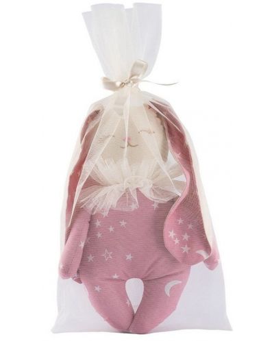 Păpușă textilă Asi Dolls - Micul iepuraș Olivia, roz cu stele albe, 34 cm - 2