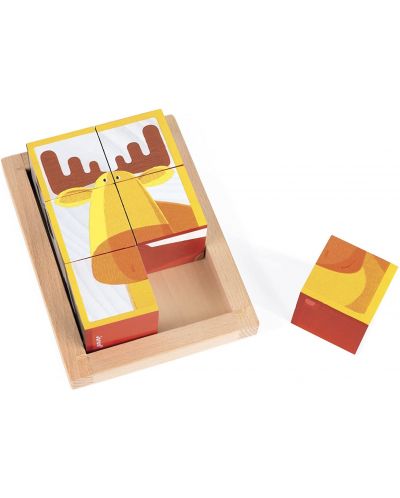 Cubulete in cutie din lemn Janod - Animale de padure - 4