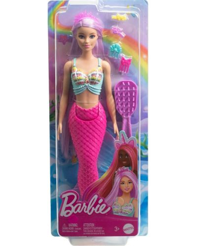 Păpușă Barbie  - Sirenă cu păr mov și accesorii - 2