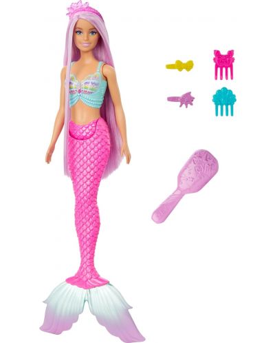 Păpușă Barbie  - Sirenă cu păr mov și accesorii - 1