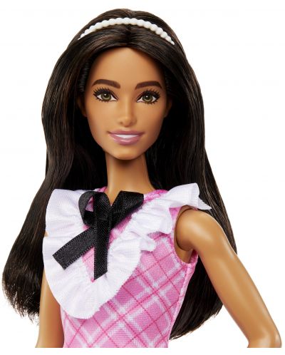 Păpușă Barbie  Fashionistas - Cu rochie cu panglică roz în carouri #209 - 3