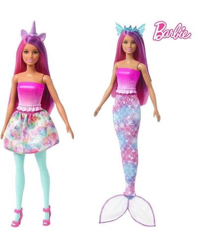 Păpușă Barbie 3 în 1 - Sirenă, Zână, Prințesă - 2