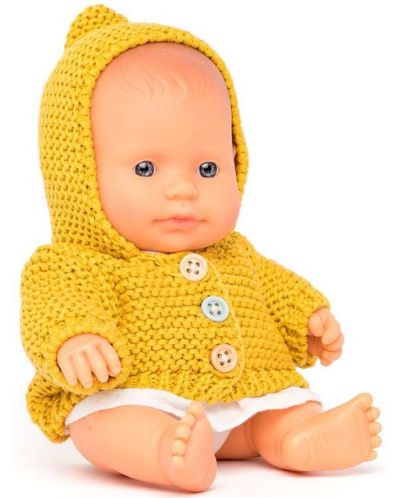 Păpuşă Miniland - Fetiță cu vestă și rochie, 21 cm - 1