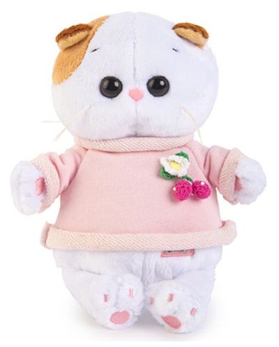 Jucarie de plus Budi Basa - Pisica Li-Li, bebe, cu bluza roz si brosa, 20 cm - 1