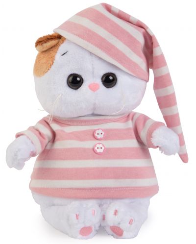 Jucarie de plus Budi Basa - Pisica Li-Li, bebe, cu pijama dungata, 20 cm - 1