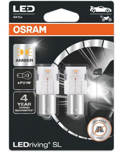 Becuri auto LED Osram - LEDriving, SL, Amber, P21W, 1.3W, 2 bucăți, galbene - 1