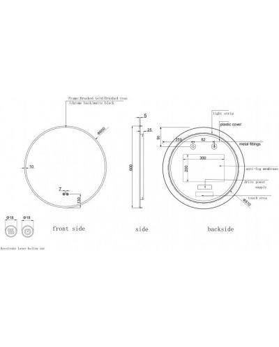 Oglindă de perete cu LED Inter Ceramic - ICL 1840CB, Ø60, negru - 3