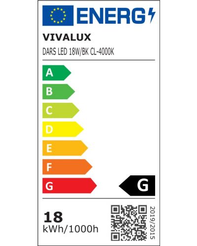 Corp de iluminat cu LED Vivalux - Dars 4660, 18 W, 17,5 x 3,5 cm, negru - 3
