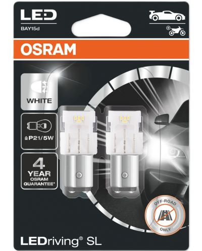 Becuri auto LED Osram - LEDriving, SL, P21/5W, 1.7W, 2 bucăți, albe - 1