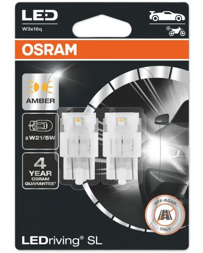 Becuri auto LED Osram - LEDriving, SL, Amber, W21/5W, 1.9W, 2 bucăți, galbene - 1