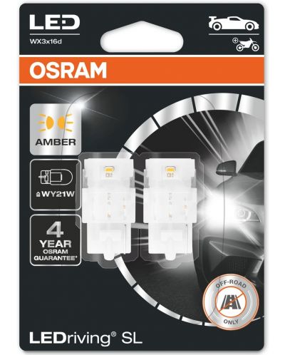 Becuri auto LED Osram - LEDriving, SL, Amber, WY21W, 1.4W, 2 bucăți, galbene - 1