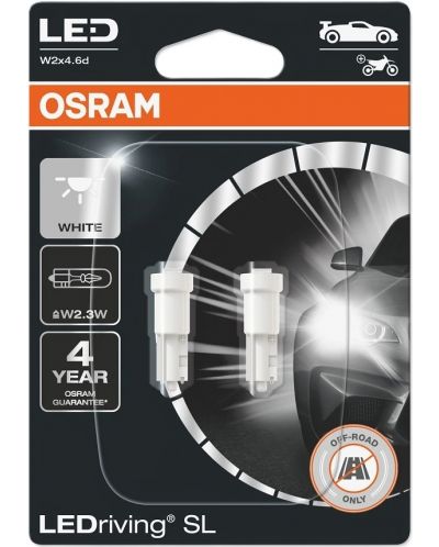 Becuri auto LED Osram - LEDriving, SL, W2.3W (T5), 0.25W, 2 bucăți, albe - 1