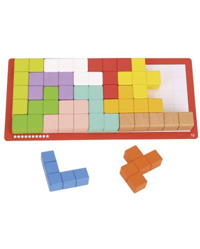 Joc logic din lemn Tooky Toy - Tetris - 1
