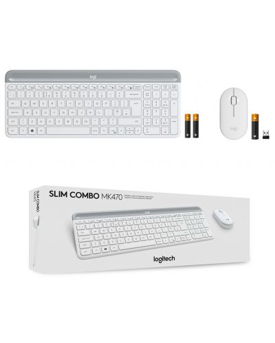 Set mouse wireless si tastatura Logitech - Combo MK470, alb - 3