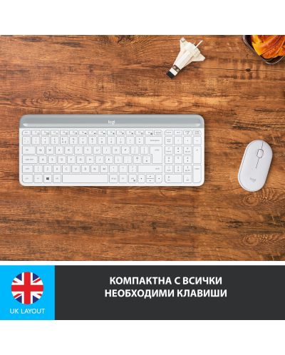 Set mouse wireless si tastatura Logitech - Combo MK470, alb - 4