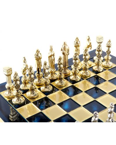 Șah de lux Manopoulos - Renaștere, câmpuri albastre, 36 x 36 cm - 4
